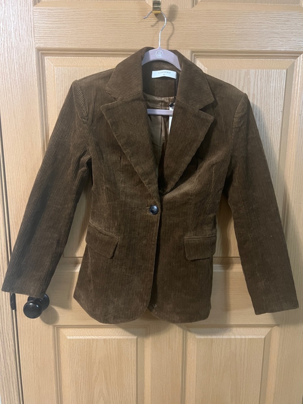 NWT Commense Brown Corduroy Single-Button Blazer